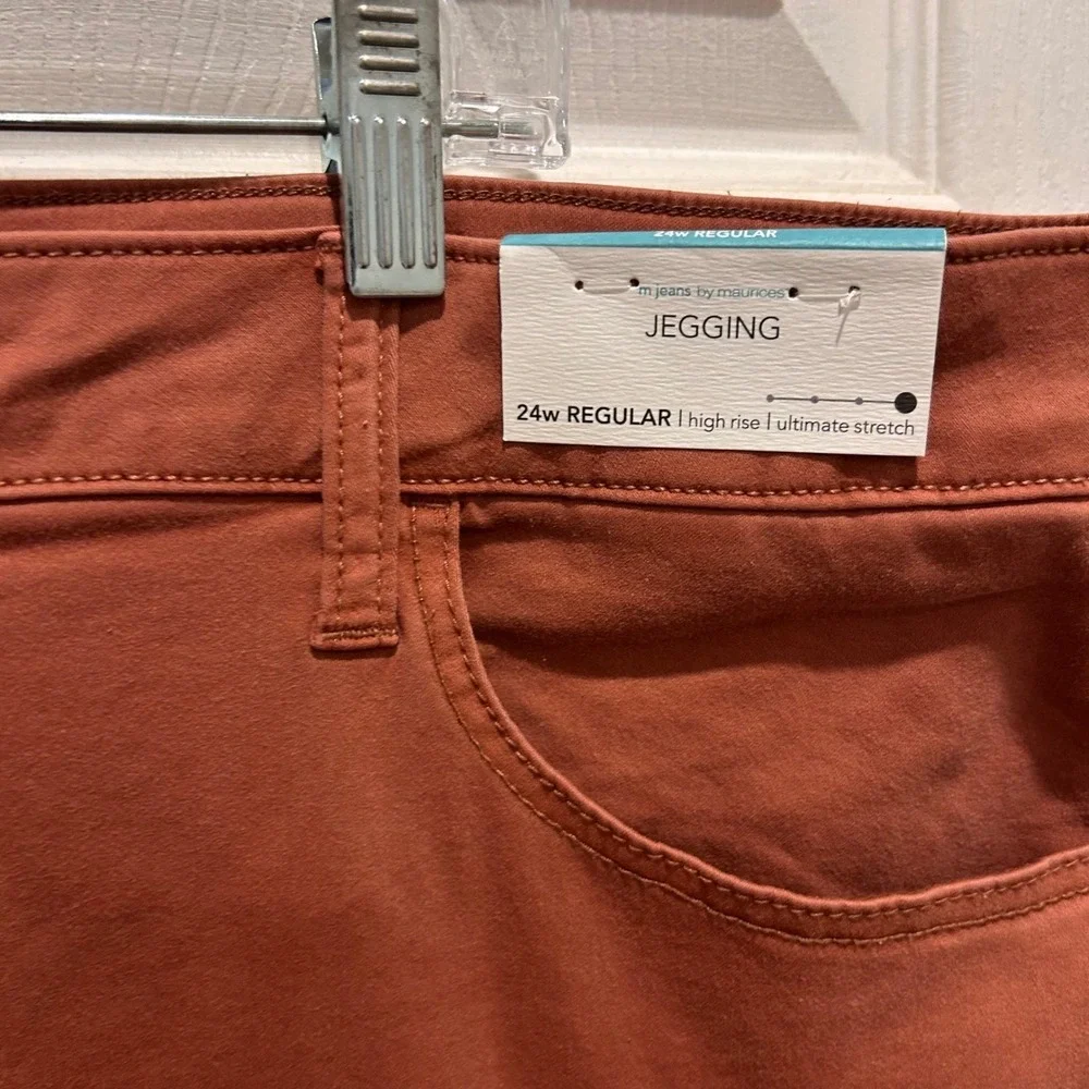 Maurices Womens 24W Regular High Rise Jegging Ultimate Stretch‎ Rust Orange New